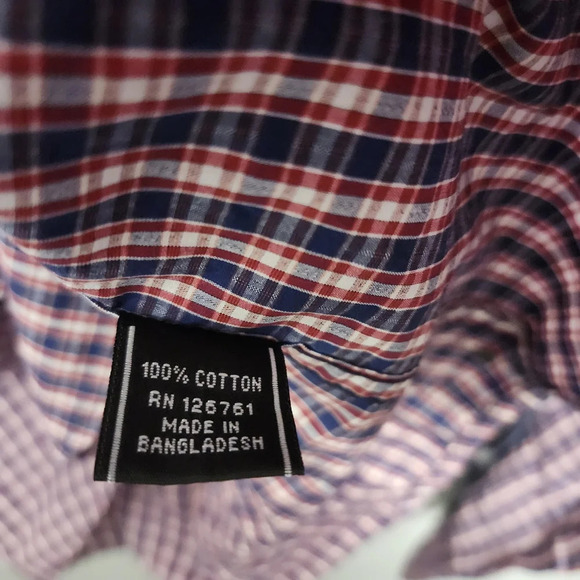 Trouvaille men's button-down shirt size XXL plaid red and blue long sleeve - Picture 4 of 8